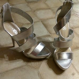 Worn once..Silver strappy heels